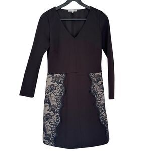 Patrizia Pepe Black/Tan Lace Detail Sheath Dress Size 42/ US6